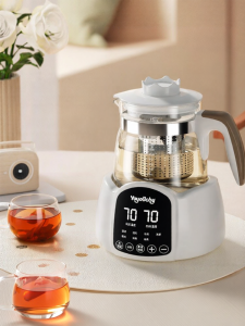 [China Plug Adapter Needed] YOUYOUBABEI | Automatic Thick Glass Insulated Multi-functional Flower Tea Pot