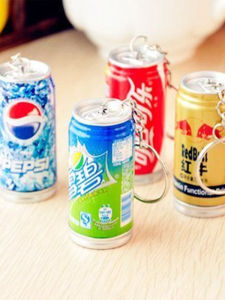 Cute Creative Beverage Bottle Shape Retractable Ballpoint Pen Keychain Personalized Cola Design Neutral Pen Writing Instrument
