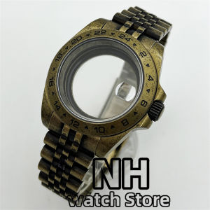 40mm Explore 2 Watch Case Bronze Retro Watch Case With Strap Sapphire Crystal Fit NH34 NH35 NH38 ETA2824 PT5000 Movement