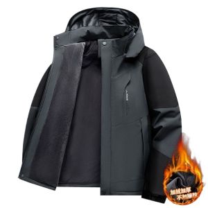 Mens Fleece Lined Three-Proof Jacket Autumn Winter Outerwear Standard Fit Fashion Urban Style Long Sleeve Casual Wear
