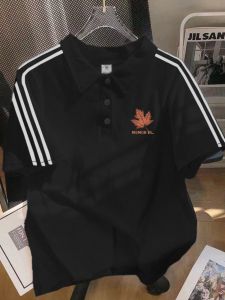 Raglan Contrast Color Short-Sleeved Polo Shirt Mens Summer American Style High Street Fashion Brand Loose Casual Lapel T-shirt Top Clothes