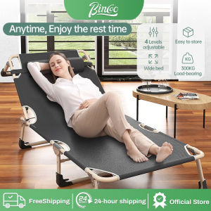 Bincoo Folding Bed Single Heavy Duty Folding Bed Portable Bed With Adjustable For Outdoor Camping Family Gatherings