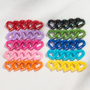 30pcs 21x19mm Laser Colorful Acrylic Love Link Chain Loose Beads for Bracelet Necklace Earrings Making DIY Jewelry Accessories