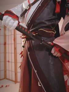 COSER 77: สามูรป่าการสุขภาพของการเดินทาง Game Genshin Impact Kaedehara Kazuha ซามูไร ครบชุด สําหรับผู้ชาย และผู้หญิง เสื้อผ้าที่มีลายเข้ม Genshin วิกผมคอสเพลย์ Jp