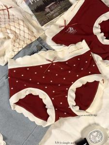 Red Silk Triangle Panties Womens Underwear Breathable Seamless Print Briefs Assorted Colors Mid-Waist Modal Fabric Butt Cover