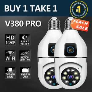 V380 pro Dual Lens CCTV Camera Connect Cellphone ULTRA HD 8MP CCTV Camera wifi Connect 360 Free 256G TF Card CCTV light bulb connect to cp Two-Way Audio Wireless CCTV Outdoor Waterproof CCTV With no wifi needed COD