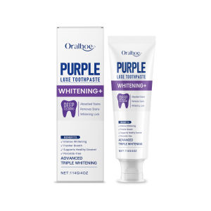 oralhoe | Purple Color Corrector Toothpaste Removal Plaque Stain Dental Bleaching Cleaning Oral Hygiene Fresh Breath Whitening Toothpaste