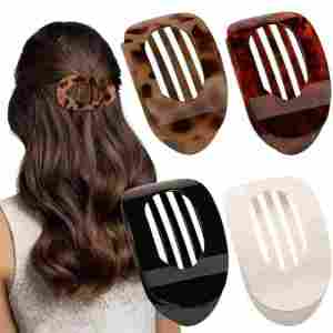 New Flat Oval Shark Hair Clips Curved Arc Design Hairpins For Women Back Head Updo Hairstyle Flexible Daily Wear Fashion Hair Ac
