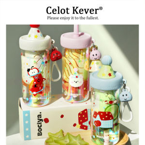 Aesthetic Portable Straw Glass Cup with Tea Water Separation