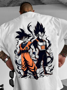 Dragon Ball GOKU พิมพ์ผ้าฝ้ายหลวมแขนสั้นเสื้อยืดอะนิเมะชายฤดูร้อนอเมริกัน Casual อเนกประสงค์ Top