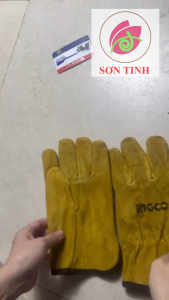 Găng tay vải da INGCO HGVC02 da bò chịu nhiệt dùng bảo hộ tay khi vận hành máy hàn tig mềm mại thao tác chuẩn xác