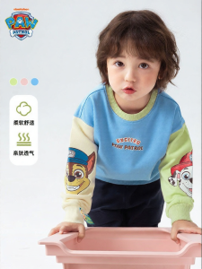 Paw Patrol | Boy Autumn and Spring Color-blocked Round Neck Raglan Sleeves Hoodie
