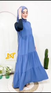 Gamis Elegan Tanpa Lengan Poliester Hitam Pekat Ukuran M-4XL