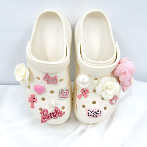 13Pcs Crocs Jibbitz Charms Pink Bow Large Pearl Shoe Buckle Shoe Flower Decoration for Crocs