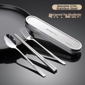 Student Portable Personal Use Stainless Steel Cutlery Storage Box
