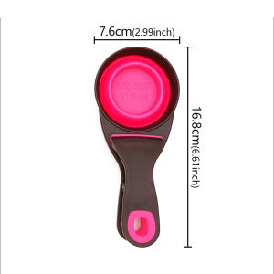 3 in 1 Multi-function Silicone Measuring Cup Scoop Pet Storage Clip Silicone Folding Food SpoonPortable Outdoor Feeding Bowl