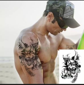 Tato Temporer Tattoo Temporary Motif Topeng Setan Iblis Hitam TBX-903 Tahan Anti Air Sementara