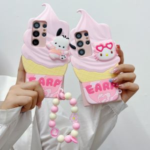 Sanrio | Ice Cream Hello Kitty Pochacco Cartoon Phone Case For Samsung Galaxy S20 S21 S22 S23 S24 S25 S26 Plus Ultra FE A53 A57 A15 A16