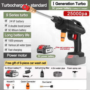 Pressure Washer 24V 48V Lithium Battery 25000kpa Cleaning Water Gun Garden Sprayer High Pressure Water Pump Cordless Car Washer Water Handheld Spray Gun