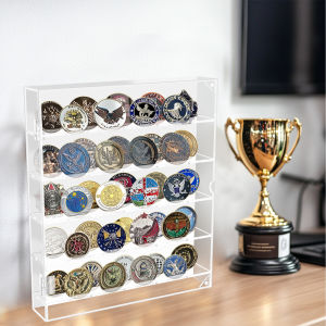 5 Layers Clear Acrylic storage Box for Coin Display challenge badge car toys small figurines Coin Showcase Holder Medal Display