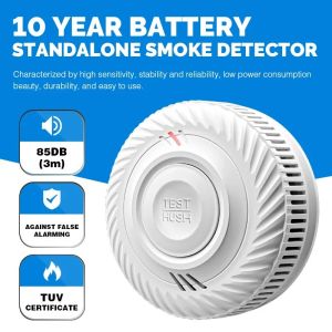 1pc Smoke Detector Warning Indoor Fire Detection 85dB Siren Sound Alarm For House Restaurant Hotel Office Batteries 10 Years