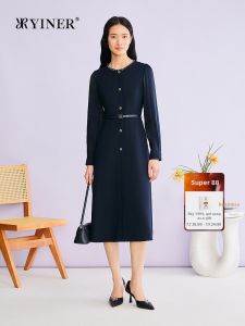 Elegant Glitter Yarn Beaded Decorative Round Neck Waist Fitted Dress