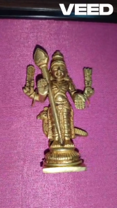 Brass Lord Murugan Statue Wall Hanging Frame | Pooja Room Wall Decor for Home Temple & Spiritual Gift (Size - 9x9 Inch | Pack of 1 Pc)