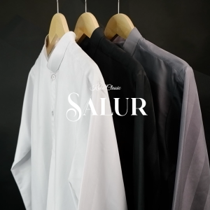 Katsae Koko CLASSIC Retro Stripe Baju Koko Pria Dewasa Salur Polos Lengan Panjang Warna Putih