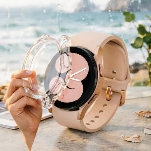 Ốp Lưng Silicon Trong Suốt Cho Samsung Galaxy Watch 4 5 6 40mm 44mm Bảo Vệ Màn Hình