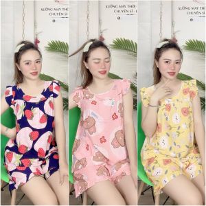 Bộ lanh mặc nhà  đồ bộ tole nữ  quần đùi áo cánh tiên họa tiết thoi trang [CÓ SIZE] -TL78