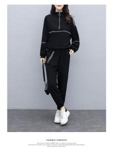 plus Size Casual Sportswear Set for Women Spring Autumn New Style Slimming Meat Covering Zipper Sweatshirt Two Piece Set