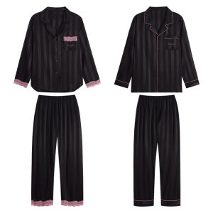 LEZIMENG | Luxurious Ice Silk Pajama Set for Couples Home Wear