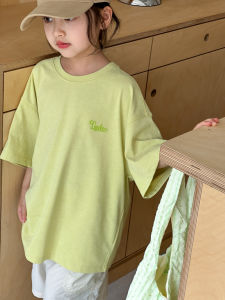 Girls Loose Casual Short Sleeve T-Shirt Summer Fashionable Top Cartoon Print Cotton Blend Fabric Childrens Wear for All Ages