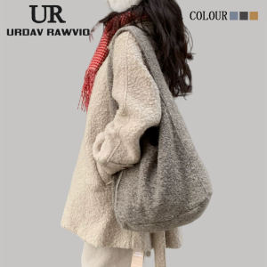 กระเป๋าสะพายข้างผ้าขนสัตว์แบบลำลองสำหรับผู้หญิง URDAV RAWVIO กระเป๋าสะพายข้างแบบลำลองขนาดใหญ่สำหรับเดินทางไปทำงาน