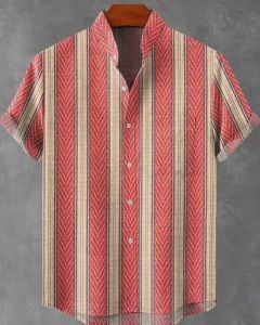 Hawaiian Casual Printed Mens Linen Shirt Short Sleeved 3D Printed Original Summer Plus Size Street Top Mens Clothing