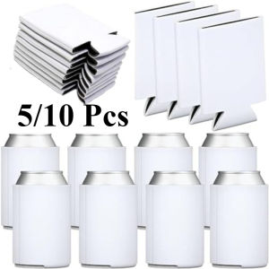 5/10 Pcs Blank Sublimation Can Cooler Sleeves – Collapsible Covers for Beer Soda Party Drinks Picnics & Outdoor Events