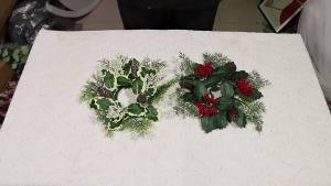 JACIRCLE Christmas Candle Wreath Artificial Pinecone Green Leaf Candlestick Wreath Xmas Candle Decor