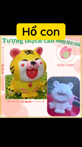 Tượng thạch cao trắng Hổ con M88 (Không kèm màu) Bé Tô Màu Tô Tượng trò chơi trẻ em