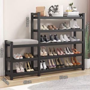 现货】Shoe rack门口鞋柜换鞋凳门口可坐鞋架房间鞋架带坐凳置物架高档客厅收纳凳