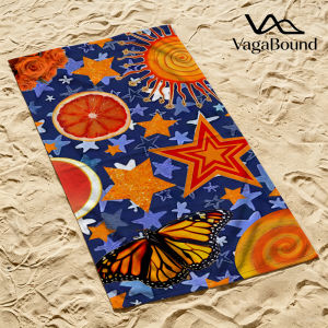 Orange Star Collage Luxury Beach Towels Crafted from Combed Cotton Plush and Absorbent Beach Towel or Pool Towels