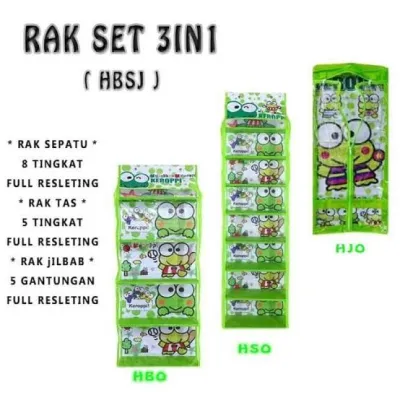 Rak set gantung 4in1 karakter(rak sepatu rak tas rak hijab rak kosmetik)Rak set 2 in 1 3 in 1
