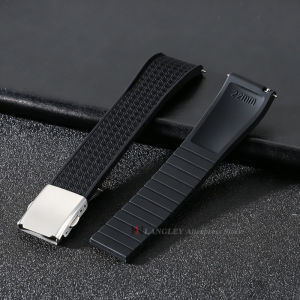 New Plaid Pattern Design Rubber Watch Strap 20mm 22mm Quick Release Folding Buckle Fit Flat End Watch Band For Cut To Size Belts