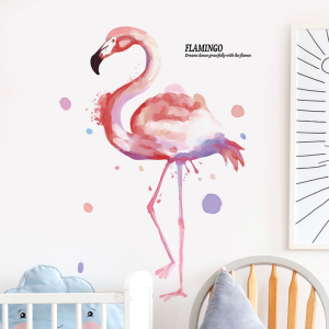 Decal giấy dán tường chim hồng hạc Flamingo cách điệu có keo sẵn - Trang trí không gian nhẹ nhàng nghệ thuật