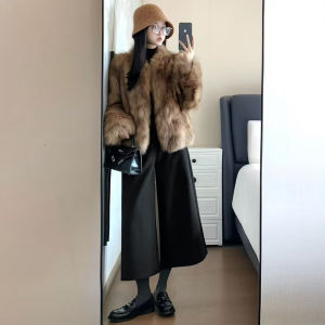 Quần Ống Rộng Lót Lông Cừu Dày Mùa Đông Cho Bà Bầu Quần Dài Thường Ngày Thoải Mái Cho Phụ Nữ Mang Thai Mùa Thu Đông