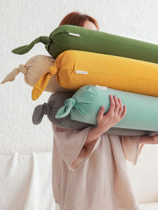 Minimalist Plain 100% Cotton Canvas Candy Shaped Pillow Bench Cylindrical Pillow Living Room Backrest Pillow Sleep Leg-Supporting Cushion