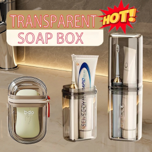 Transparent Soap Travel Case With Lid Sealed For Draining Travel Toothbrush Mouthwash Cup Portable Soap Box For Business Trips Travel
