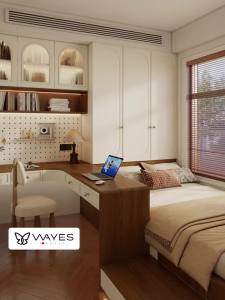 Bedroom/KidsRoom Customize Storage Bed Platform Bed c/w Table & Cabinet Vintage Mid-century Modern
