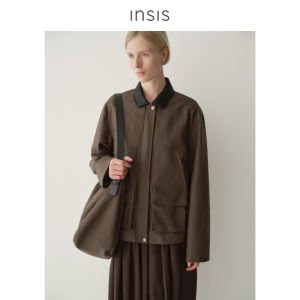 INSIS FEMME | Cotton Canvas Vintage Barn Coat with Color Block Collar Coating