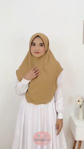 Hijab Instan Bergo Pet Crinkle Poliester Panjang Kerudung Khimar Warna Solid