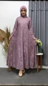 Gamis Brukat Elegan Tahan Air Azuma - Gaun Pesta Panjang Besar Free Masker